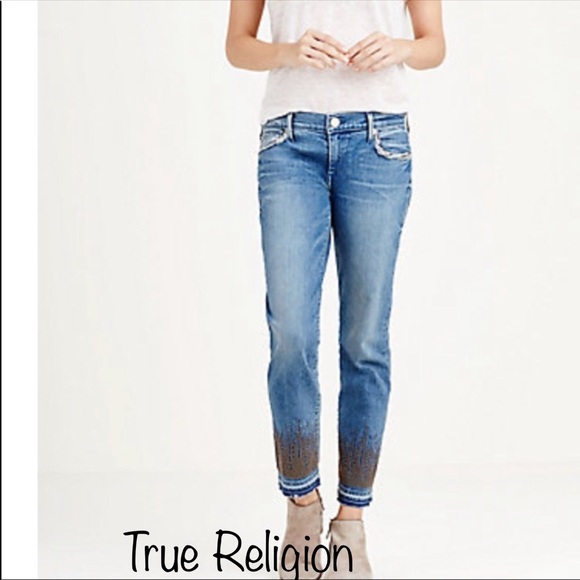 NWT True Religion Mid Rise Straight Crop jeans - Picture 1 of 8